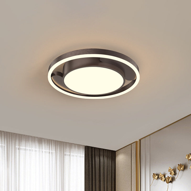 Circle Metallic Flush Ceiling Lighting Modern Gold/Coffee LED Flush Mount Lamp for Living Room, 16"/19.5" Dia Clearhalo 'Ceiling Lights' 'Close To Ceiling Lights' 'Close to ceiling' 'Flush mount' Lighting' 1709698