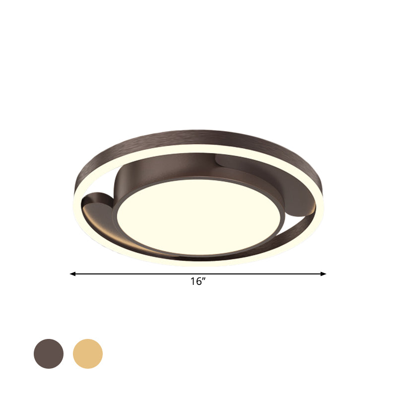 Circle Metallic Flush Ceiling Lighting Modern Gold/Coffee LED Flush Mount Lamp for Living Room, 16"/19.5" Dia Clearhalo 'Ceiling Lights' 'Close To Ceiling Lights' 'Close to ceiling' 'Flush mount' Lighting' 1709700