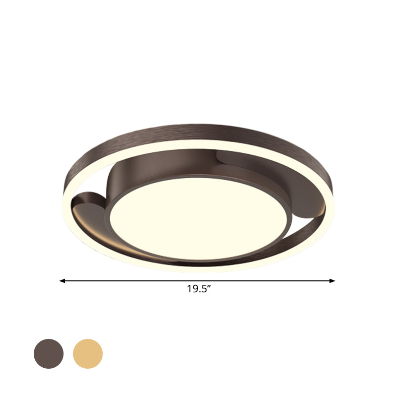 Circle Metallic Flush Ceiling Lighting Modern Gold/Coffee LED Flush Mount Lamp for Living Room, 16"/19.5" Dia Clearhalo 'Ceiling Lights' 'Close To Ceiling Lights' 'Close to ceiling' 'Flush mount' Lighting' 1709701