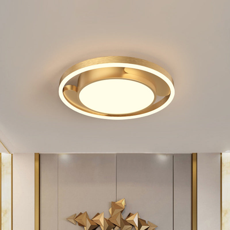 Circle Metallic Flush Ceiling Lighting Modern Gold/Coffee LED Flush Mount Lamp for Living Room, 16"/19.5" Dia Clearhalo 'Ceiling Lights' 'Close To Ceiling Lights' 'Close to ceiling' 'Flush mount' Lighting' 1709703