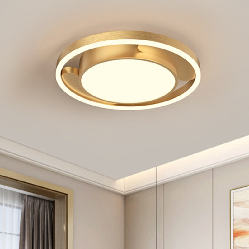 Circle Metallic Flush Ceiling Lighting Modern Gold/Coffee LED Flush Mount Lamp for Living Room, 16"/19.5" Dia Clearhalo 'Ceiling Lights' 'Close To Ceiling Lights' 'Close to ceiling' 'Flush mount' Lighting' 1709704