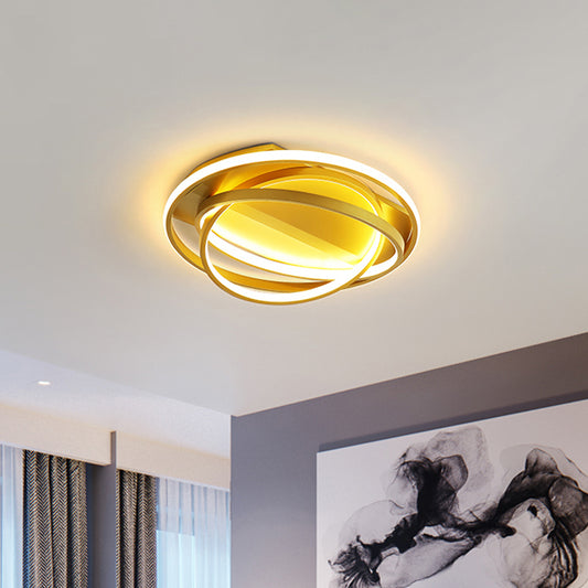 Gold 3-Hoop Flush Mount Lighting Simple LED Metallic Flush Ceiling Lamp Fixture for Sitting Room Clearhalo 'Ceiling Lights' 'Close To Ceiling Lights' 'Close to ceiling' 'Flush mount' Lighting' 1709707