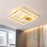 16"/19.5" W LED Bedroom Flush Ceiling Light Simple Gold Flush Mount Lamp with Square Figure Metal Shade in White/Warm Light Clearhalo 'Ceiling Lights' 'Close To Ceiling Lights' 'Close to ceiling' 'Flush mount' Lighting' 1709728