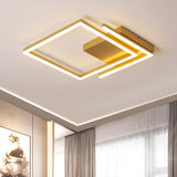 Metallic Square Design Flush Mount Fixture Simplicity 18"/22" Wide LED Gold Flush Ceiling Fixture for Bedroom, Warm/White Light Clearhalo 'Ceiling Lights' 'Close To Ceiling Lights' 'Close to ceiling' 'Flush mount' Lighting' 1709737