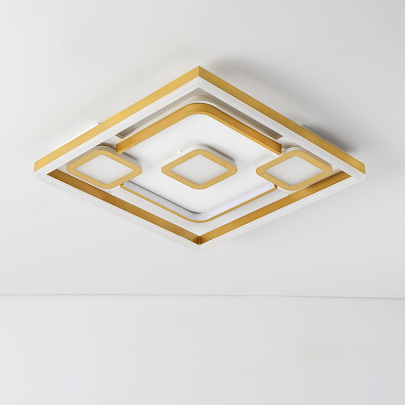 Square Metallic Ceiling Light Fixture Simple LED Gold Flush Mount Lighting for Bedroom Clearhalo 'Ceiling Lights' 'Close To Ceiling Lights' 'Close to ceiling' 'Flush mount' Lighting' 1709747