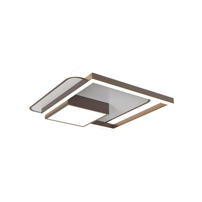 Square Bedroom Flush Mount Fixture Metal 18/21.5 Inch W LED Simplicity Flush Ceiling Light in Gold/White Clearhalo 'Ceiling Lights' 'Close To Ceiling Lights' 'Close to ceiling' 'Flush mount' Lighting' 1709752