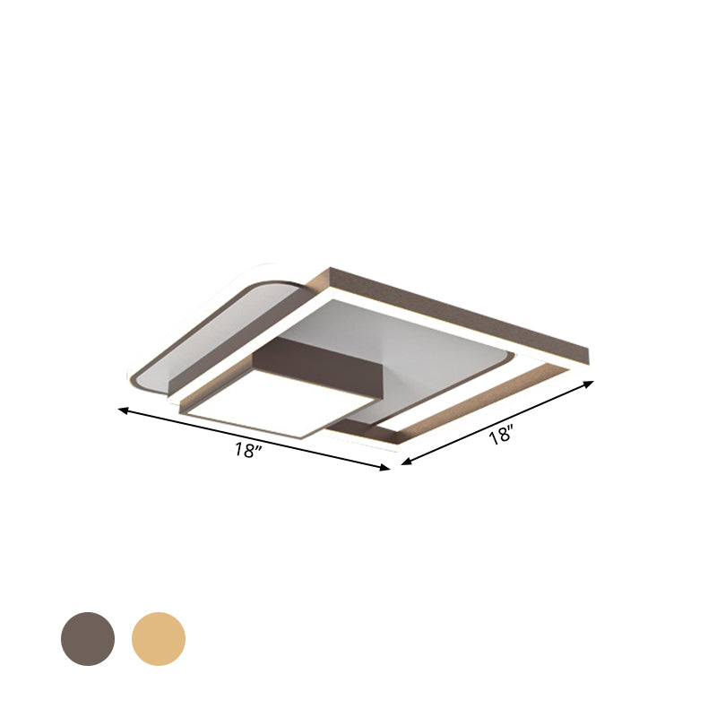 Square Bedroom Flush Mount Fixture Metal 18/21.5 Inch W LED Simplicity Flush Ceiling Light in Gold/White Clearhalo 'Ceiling Lights' 'Close To Ceiling Lights' 'Close to ceiling' 'Flush mount' Lighting' 1709753