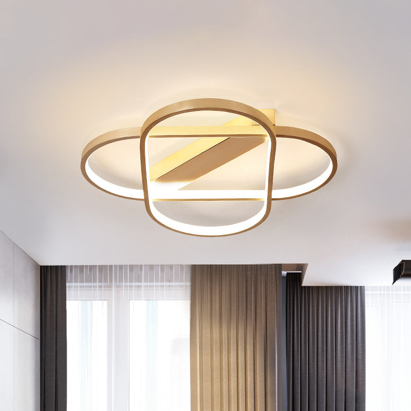 Geometric Pattern Bedroom Flush Light Fixture Metallic Modernist LED Ceiling Mounted Lamp in Gold Clearhalo 'Ceiling Lights' 'Close To Ceiling Lights' 'Close to ceiling' 'Flush mount' Lighting' 1709773