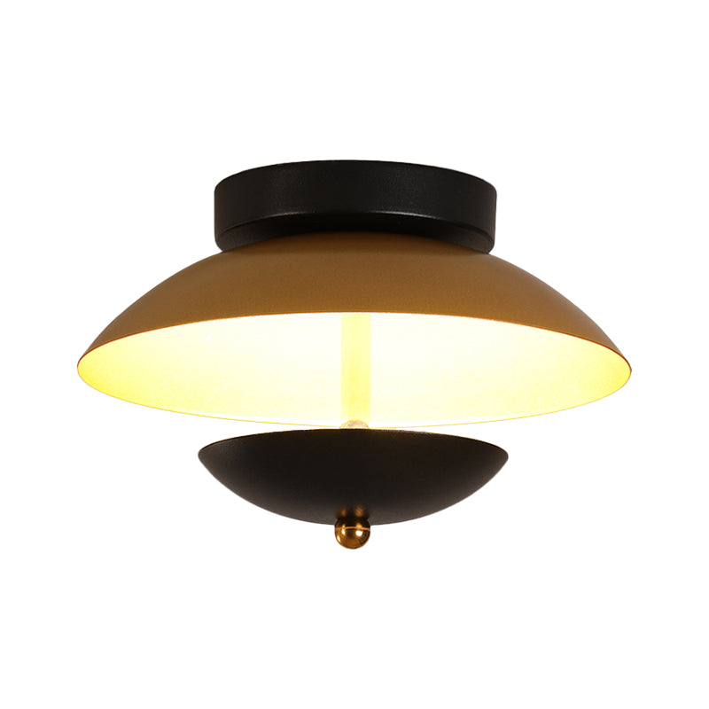 Modern Plate-Shape Ceiling Mounted Light Metallic Hall Aisle LED Flush Lamp Fixture in White/Gold Clearhalo 'Ceiling Lights' 'Close To Ceiling Lights' 'Close to ceiling' 'Semi-flushmount' Lighting' 1709778