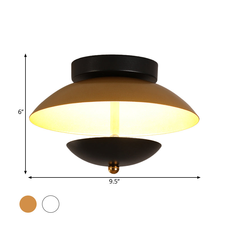 Modern Plate-Shape Ceiling Mounted Light Metallic Hall Aisle LED Flush Lamp Fixture in White/Gold Clearhalo 'Ceiling Lights' 'Close To Ceiling Lights' 'Close to ceiling' 'Semi-flushmount' Lighting' 1709779