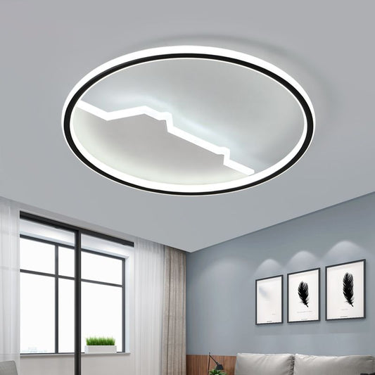 Geometric Bedroom Flush Mount Acrylic LED Modernism Flush Ceiling Light in Black, 16.5"/20.5" Wide Black Clearhalo 'Ceiling Lights' 'Close To Ceiling Lights' 'Close to ceiling' 'Flush mount' Lighting' 1709792