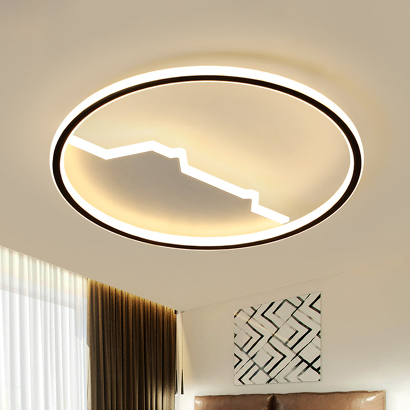 Geometric Bedroom Flush Mount Acrylic LED Modernism Flush Ceiling Light in Black, 16.5"/20.5" Wide Clearhalo 'Ceiling Lights' 'Close To Ceiling Lights' 'Close to ceiling' 'Flush mount' Lighting' 1709793