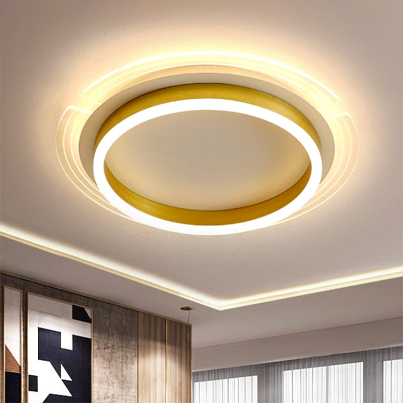 Contemporary LED Flush Ceiling Light with Acrylic Shade Gold Round Flush Mount Lamp, 16"/19.5" W Gold Clearhalo 'Ceiling Lights' 'Close To Ceiling Lights' 'Close to ceiling' 'Flush mount' Lighting' 1709802