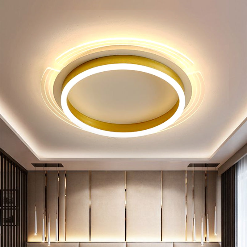 Contemporary LED Flush Ceiling Light with Acrylic Shade Gold Round Flush Mount Lamp, 16"/19.5" W Clearhalo 'Ceiling Lights' 'Close To Ceiling Lights' 'Close to ceiling' 'Flush mount' Lighting' 1709803