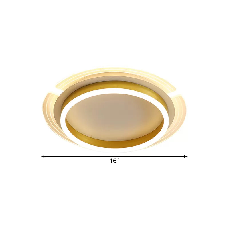 Contemporary LED Flush Ceiling Light with Acrylic Shade Gold Round Flush Mount Lamp, 16"/19.5" W Clearhalo 'Ceiling Lights' 'Close To Ceiling Lights' 'Close to ceiling' 'Flush mount' Lighting' 1709805