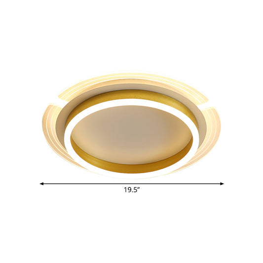 Contemporary LED Flush Ceiling Light with Acrylic Shade Gold Round Flush Mount Lamp, 16"/19.5" W Clearhalo 'Ceiling Lights' 'Close To Ceiling Lights' 'Close to ceiling' 'Flush mount' Lighting' 1709806