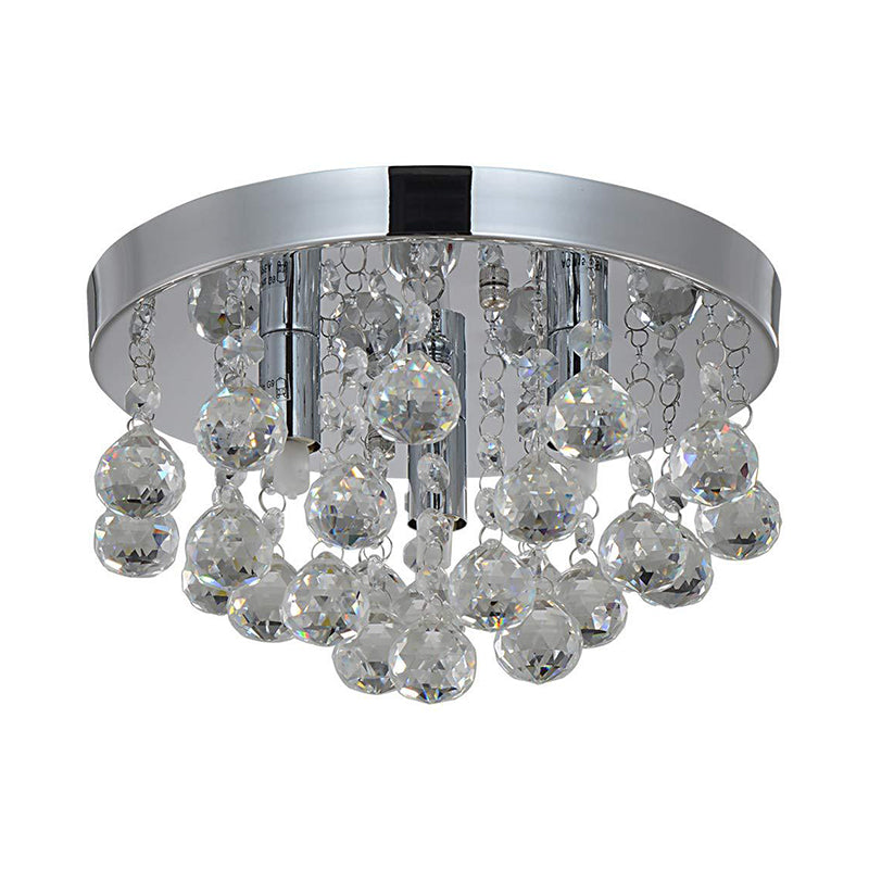 Cascading Bedroom Flush Mount Light Crystal Orbs 3 Bulbs Modernist Ceiling Lighting in Chrome Clearhalo 'Ceiling Lights' 'Close To Ceiling Lights' 'Close to ceiling' 'Flush mount' Lighting' 1709911