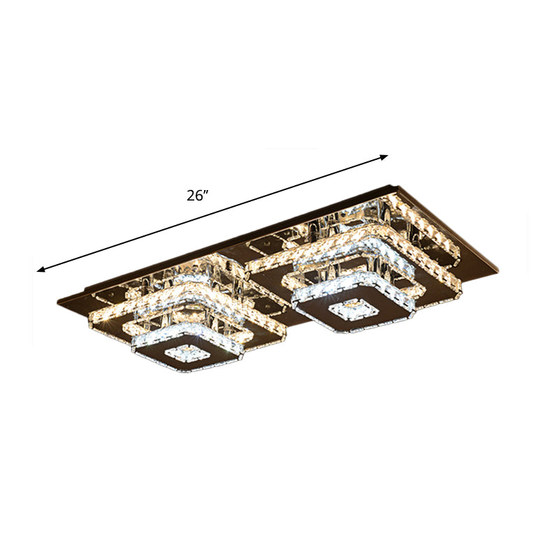 Chrome LED Tiered Square Ceiling Flush Minimalist Crystal Block Flush Mount Light Fixture Clearhalo 'Ceiling Lights' 'Close To Ceiling Lights' 'Close to ceiling' 'Semi-flushmount' Lighting' 1709916