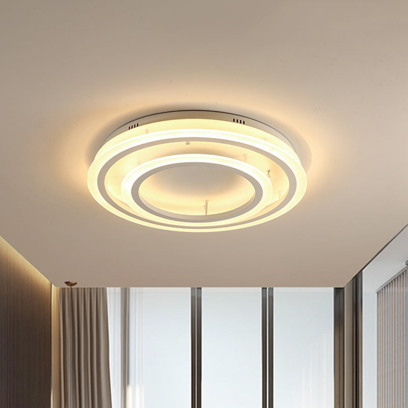 Acrylic Hoop Ceiling Lighting Contemporary LED White Flush Mount Lamp in Warm/White Light, 18"/29.5" Width White 18" Clearhalo 'Ceiling Lights' 'Close To Ceiling Lights' 'Close to ceiling' 'Flush mount' Lighting' 1709939