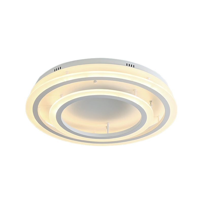 Acrylic Hoop Ceiling Lighting Contemporary LED White Flush Mount Lamp in Warm/White Light, 18"/29.5" Width Clearhalo 'Ceiling Lights' 'Close To Ceiling Lights' 'Close to ceiling' 'Flush mount' Lighting' 1709940