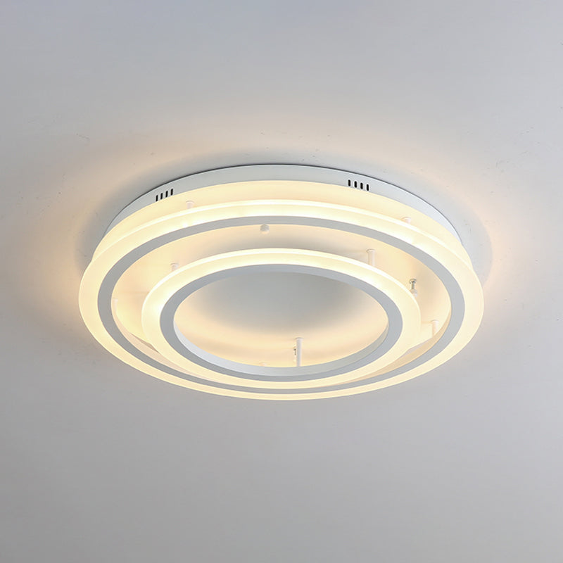 Acrylic Hoop Ceiling Lighting Contemporary LED White Flush Mount Lamp in Warm/White Light, 18"/29.5" Width Clearhalo 'Ceiling Lights' 'Close To Ceiling Lights' 'Close to ceiling' 'Flush mount' Lighting' 1709941