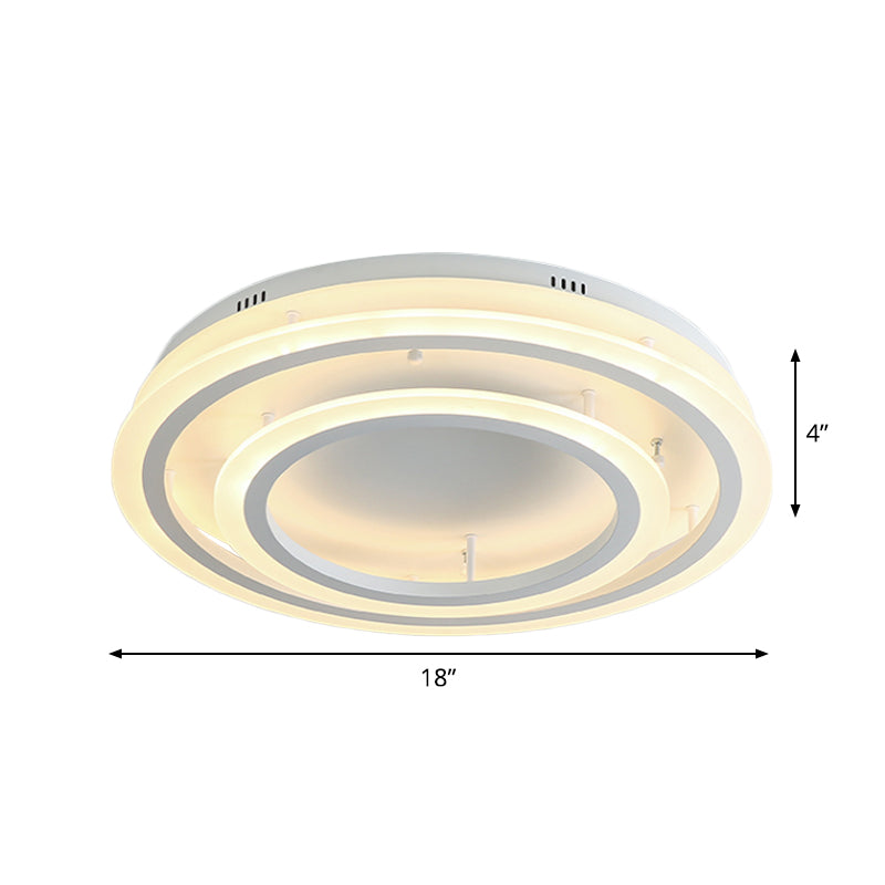 Acrylic Hoop Ceiling Lighting Contemporary LED White Flush Mount Lamp in Warm/White Light, 18"/29.5" Width Clearhalo 'Ceiling Lights' 'Close To Ceiling Lights' 'Close to ceiling' 'Flush mount' Lighting' 1709942