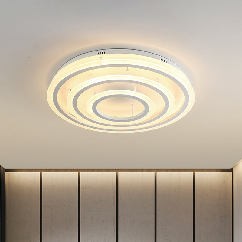 Acrylic Hoop Ceiling Lighting Contemporary LED White Flush Mount Lamp in Warm/White Light, 18"/29.5" Width White 29.5" Clearhalo 'Ceiling Lights' 'Close To Ceiling Lights' 'Close to ceiling' 'Flush mount' Lighting' 1709943