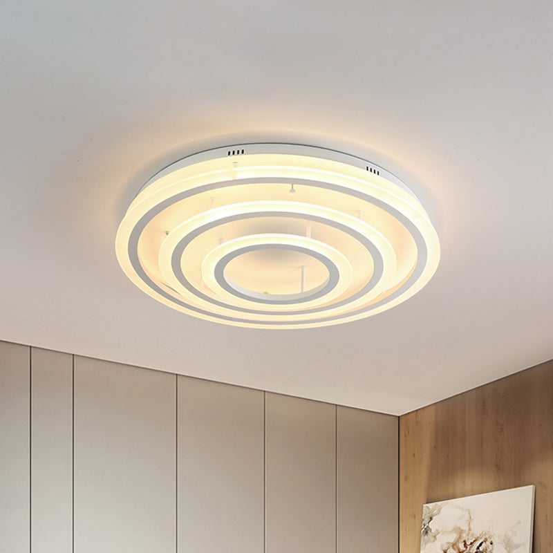 Acrylic Hoop Ceiling Lighting Contemporary LED White Flush Mount Lamp in Warm/White Light, 18"/29.5" Width Clearhalo 'Ceiling Lights' 'Close To Ceiling Lights' 'Close to ceiling' 'Flush mount' Lighting' 1709944