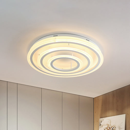 Acrylic Hoop Ceiling Lighting Contemporary LED White Flush Mount Lamp in Warm/White Light, 18"/29.5" Width Clearhalo 'Ceiling Lights' 'Close To Ceiling Lights' 'Close to ceiling' 'Flush mount' Lighting' 1709944