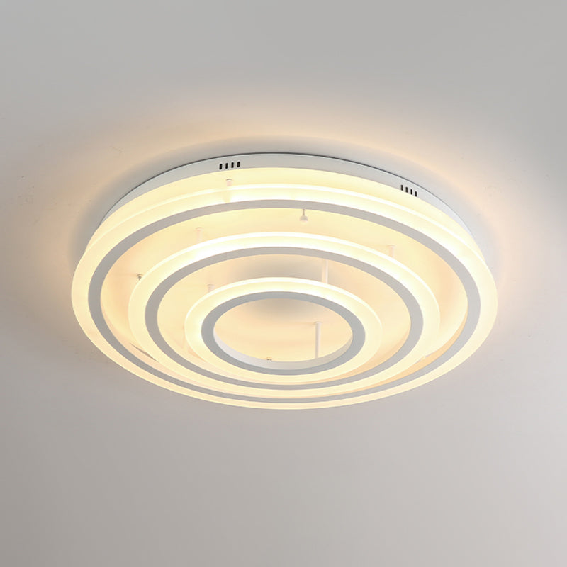 Acrylic Hoop Ceiling Lighting Contemporary LED White Flush Mount Lamp in Warm/White Light, 18"/29.5" Width Clearhalo 'Ceiling Lights' 'Close To Ceiling Lights' 'Close to ceiling' 'Flush mount' Lighting' 1709946