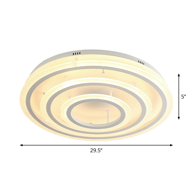 Acrylic Hoop Ceiling Lighting Contemporary LED White Flush Mount Lamp in Warm/White Light, 18"/29.5" Width Clearhalo 'Ceiling Lights' 'Close To Ceiling Lights' 'Close to ceiling' 'Flush mount' Lighting' 1709947