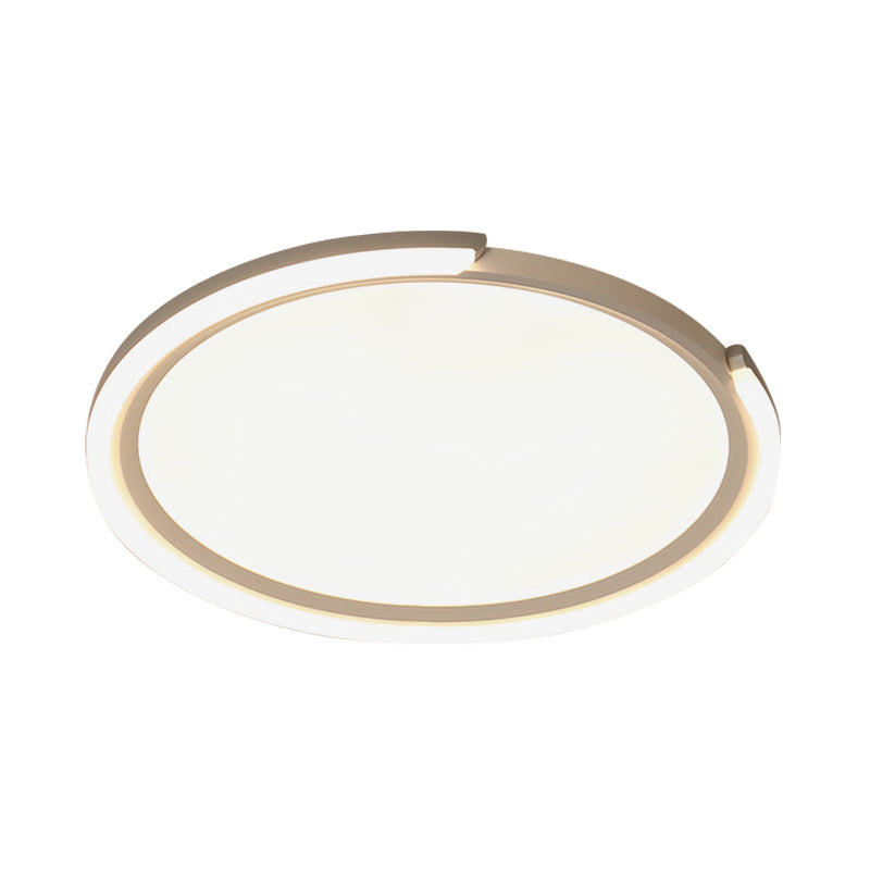 16"/19.5"/23.5" W Simple LED Flushmount White Round Close to Ceiling Lamp with Metallic Shade in Warm/White Light Clearhalo 'Ceiling Lights' 'Close To Ceiling Lights' 'Close to ceiling' 'Flush mount' Lighting' 1709950