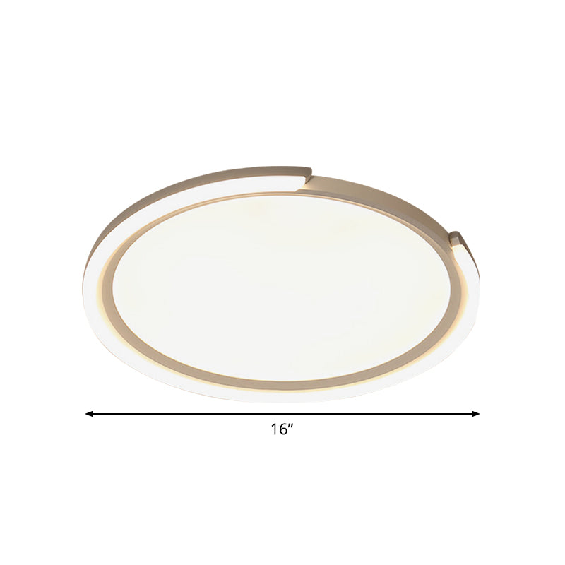 16"/19.5"/23.5" W Simple LED Flushmount White Round Close to Ceiling Lamp with Metallic Shade in Warm/White Light Clearhalo 'Ceiling Lights' 'Close To Ceiling Lights' 'Close to ceiling' 'Flush mount' Lighting' 1709951