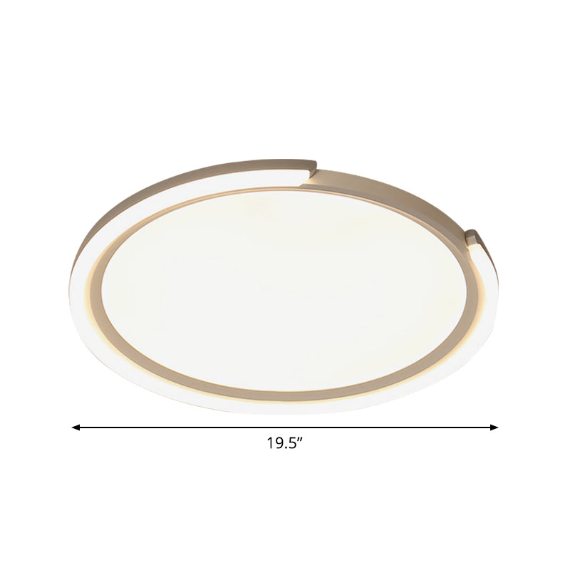 16"/19.5"/23.5" W Simple LED Flushmount White Round Close to Ceiling Lamp with Metallic Shade in Warm/White Light Clearhalo 'Ceiling Lights' 'Close To Ceiling Lights' 'Close to ceiling' 'Flush mount' Lighting' 1709952