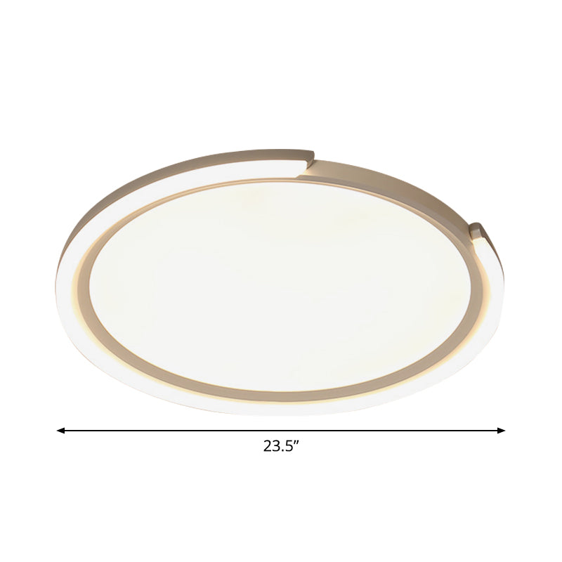 16"/19.5"/23.5" W Simple LED Flushmount White Round Close to Ceiling Lamp with Metallic Shade in Warm/White Light Clearhalo 'Ceiling Lights' 'Close To Ceiling Lights' 'Close to ceiling' 'Flush mount' Lighting' 1709953