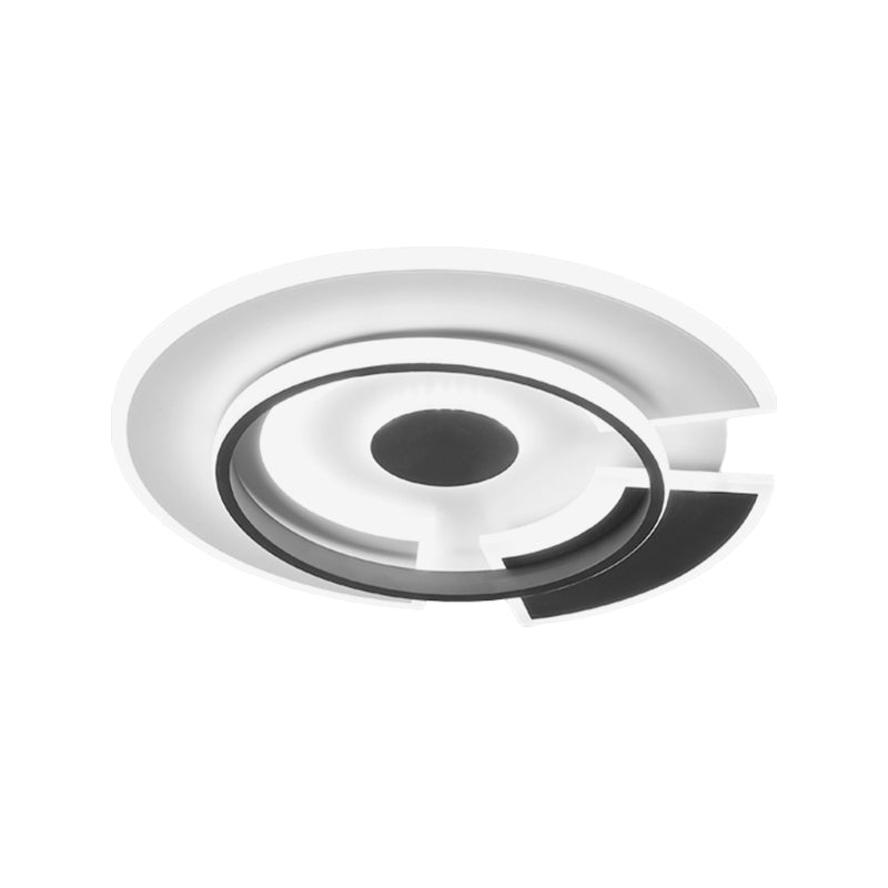 Circular Bedroom Flush Light Fixture Metallic LED Minimalism Ceiling Flush Mount in Black and White, 18"/21.5" W Clearhalo 'Ceiling Lights' 'Close To Ceiling Lights' 'Close to ceiling' 'Flush mount' Lighting' 1709960