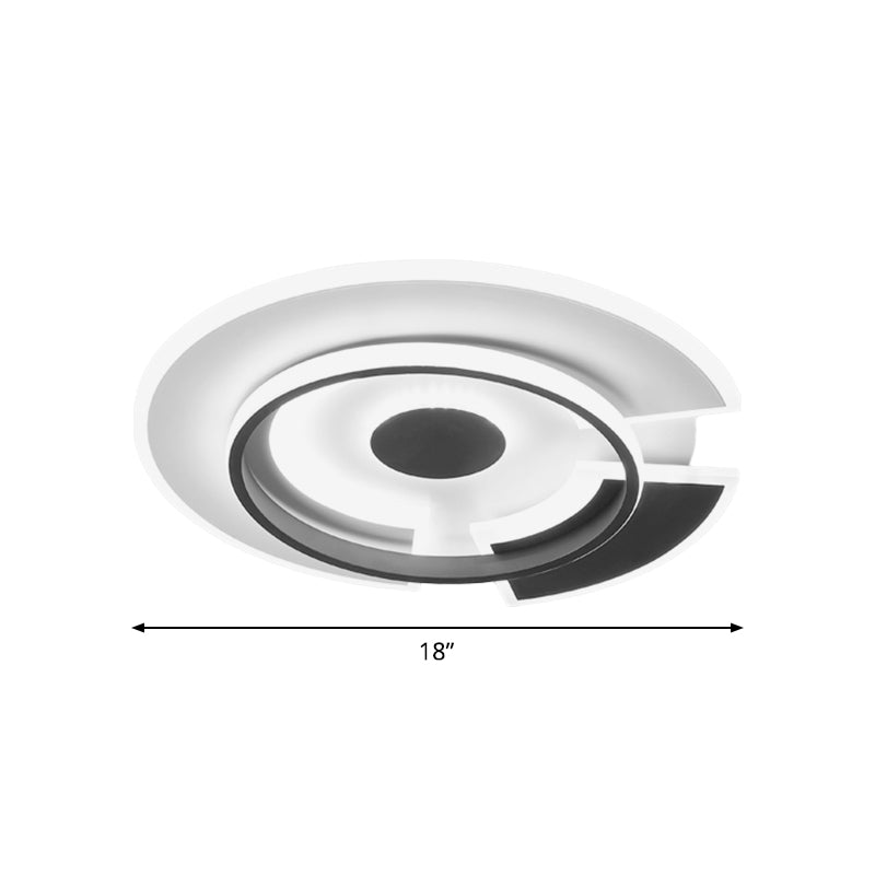 Circular Bedroom Flush Light Fixture Metallic LED Minimalism Ceiling Flush Mount in Black and White, 18"/21.5" W Clearhalo 'Ceiling Lights' 'Close To Ceiling Lights' 'Close to ceiling' 'Flush mount' Lighting' 1709962