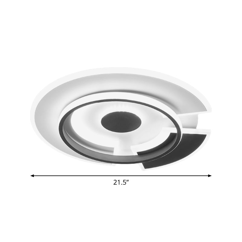 Circular Bedroom Flush Light Fixture Metallic LED Minimalism Ceiling Flush Mount in Black and White, 18"/21.5" W Clearhalo 'Ceiling Lights' 'Close To Ceiling Lights' 'Close to ceiling' 'Flush mount' Lighting' 1709963