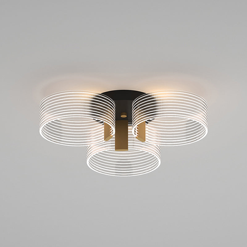 Black-Gold Round Semi Flush Simple 2/3/5 Lights Acrylic Ceiling Mount Light Fixture for Parlor Clearhalo 'Ceiling Lights' 'Close To Ceiling Lights' 'Close to ceiling' 'Semi-flushmount' Lighting' 1709979