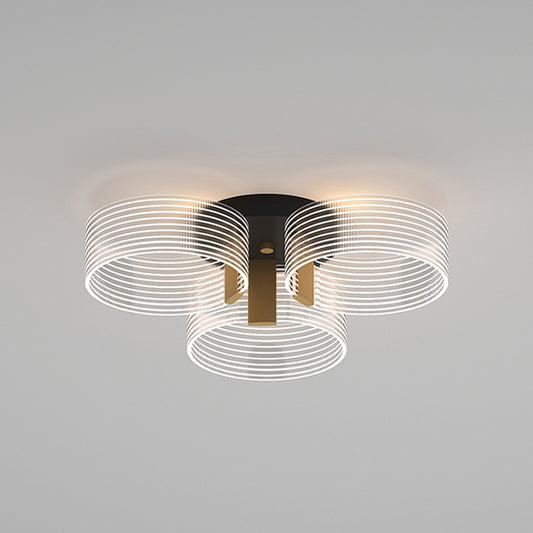 Black-Gold Round Semi Flush Simple 2/3/5 Lights Acrylic Ceiling Mount Light Fixture for Parlor Clearhalo 'Ceiling Lights' 'Close To Ceiling Lights' 'Close to ceiling' 'Semi-flushmount' Lighting' 1709979