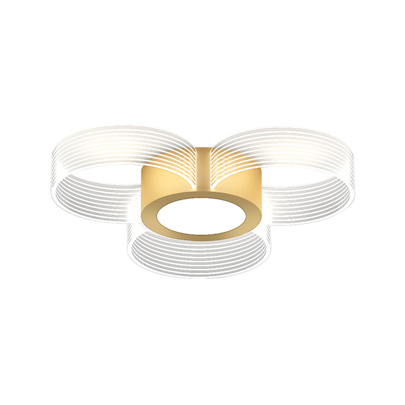 Modern Circle Ceiling Light Acrylic 3/4/5 Bulbs Drawing Room Flush Mount Lighting in Gold Clearhalo 'Ceiling Lights' 'Close To Ceiling Lights' 'Close to ceiling' 'Flush mount' Lighting' 1709987