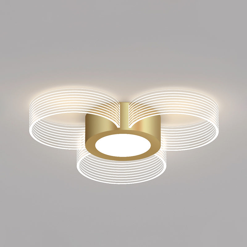 Modern Circle Ceiling Light Acrylic 3/4/5 Bulbs Drawing Room Flush Mount Lighting in Gold Clearhalo 'Ceiling Lights' 'Close To Ceiling Lights' 'Close to ceiling' 'Flush mount' Lighting' 1709988