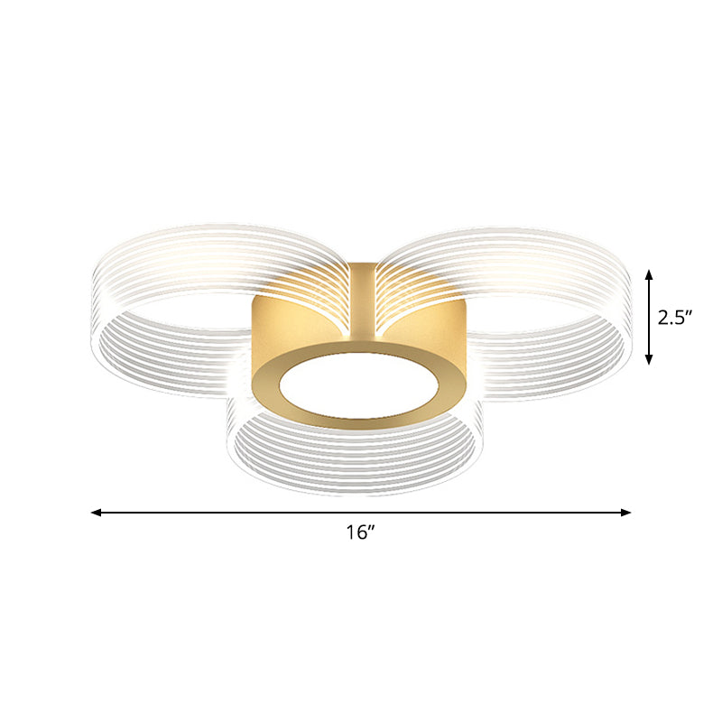 Modern Circle Ceiling Light Acrylic 3/4/5 Bulbs Drawing Room Flush Mount Lighting in Gold Clearhalo 'Ceiling Lights' 'Close To Ceiling Lights' 'Close to ceiling' 'Flush mount' Lighting' 1709989