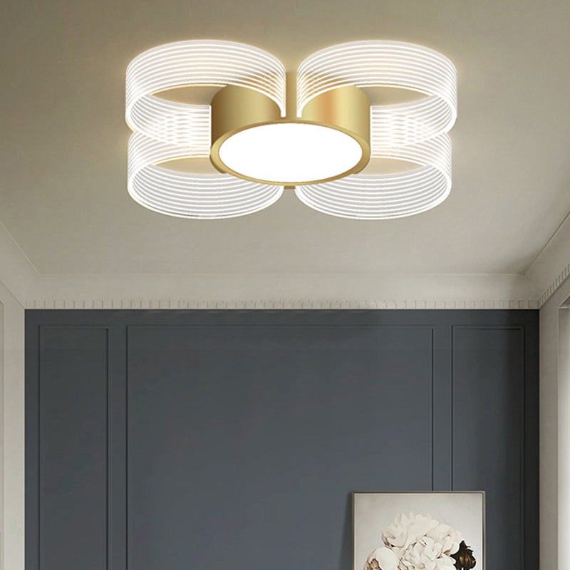 Modern Circle Ceiling Light Acrylic 3/4/5 Bulbs Drawing Room Flush Mount Lighting in Gold Clearhalo 'Ceiling Lights' 'Close To Ceiling Lights' 'Close to ceiling' 'Flush mount' Lighting' 1709991