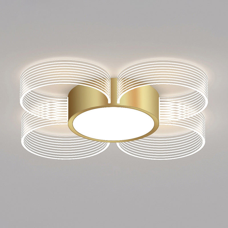 Modern Circle Ceiling Light Acrylic 3/4/5 Bulbs Drawing Room Flush Mount Lighting in Gold Clearhalo 'Ceiling Lights' 'Close To Ceiling Lights' 'Close to ceiling' 'Flush mount' Lighting' 1709993