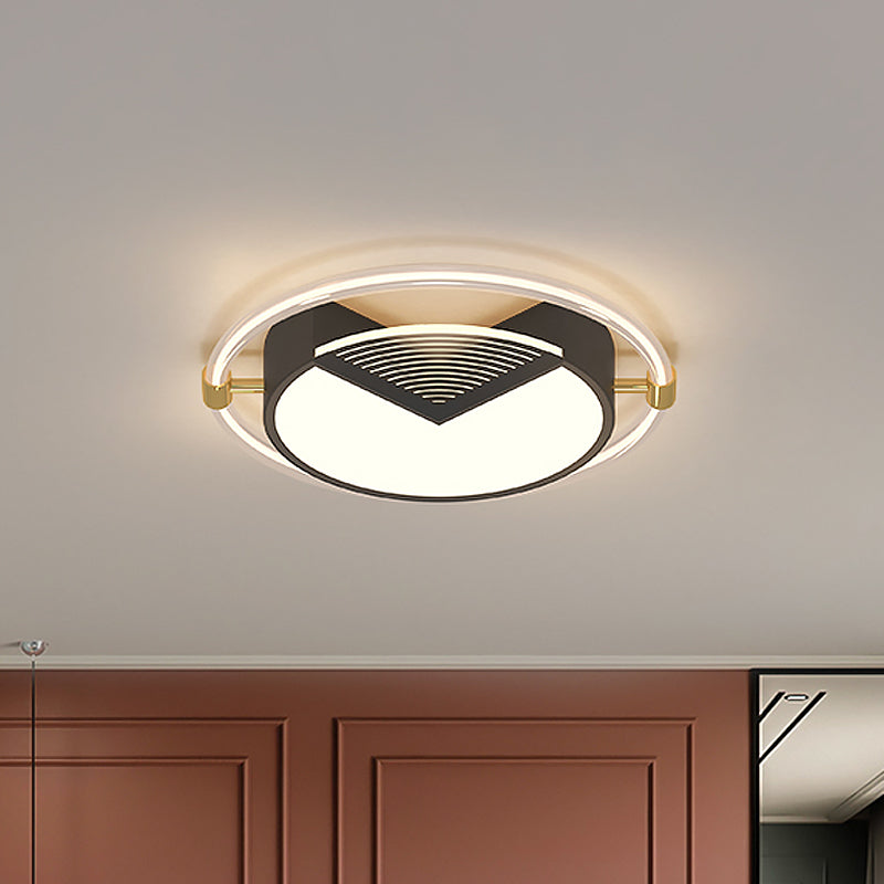 Black Circle Ceiling Mounted Light Contemporary LED Metallic Flush Lamp for Sleeping Room, 16"/19.5" W Black Clearhalo 'Ceiling Lights' 'Close To Ceiling Lights' 'Close to ceiling' 'Flush mount' Lighting' 1710005