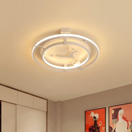 Ring Semi Mount Lighting Minimalist Metal 17"/21"/25" W LED White Ceiling Flush with Floral Design in Warm/White Light Clearhalo 'Ceiling Lights' 'Close To Ceiling Lights' 'Close to ceiling' 'Semi-flushmount' Lighting' 1710011