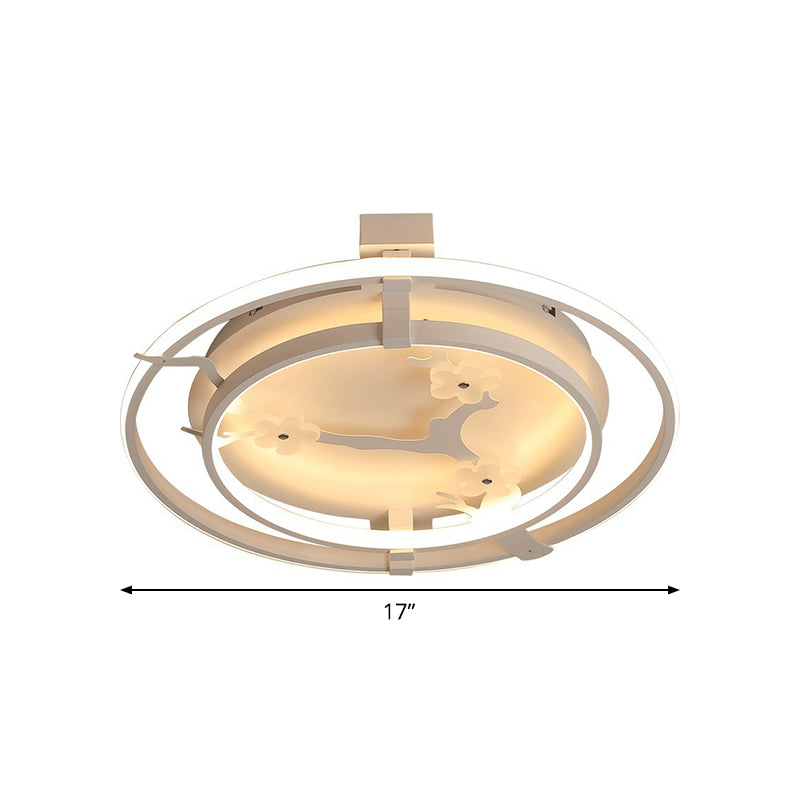 Ring Semi Mount Lighting Minimalist Metal 17"/21"/25" W LED White Ceiling Flush with Floral Design in Warm/White Light Clearhalo 'Ceiling Lights' 'Close To Ceiling Lights' 'Close to ceiling' 'Semi-flushmount' Lighting' 1710013