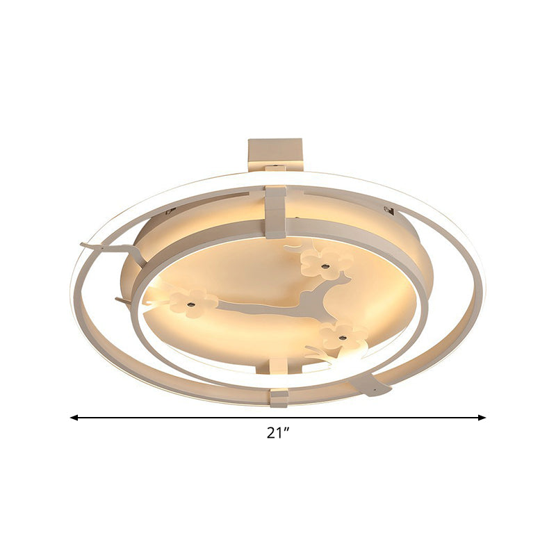 Ring Semi Mount Lighting Minimalist Metal 17"/21"/25" W LED White Ceiling Flush with Floral Design in Warm/White Light Clearhalo 'Ceiling Lights' 'Close To Ceiling Lights' 'Close to ceiling' 'Semi-flushmount' Lighting' 1710014