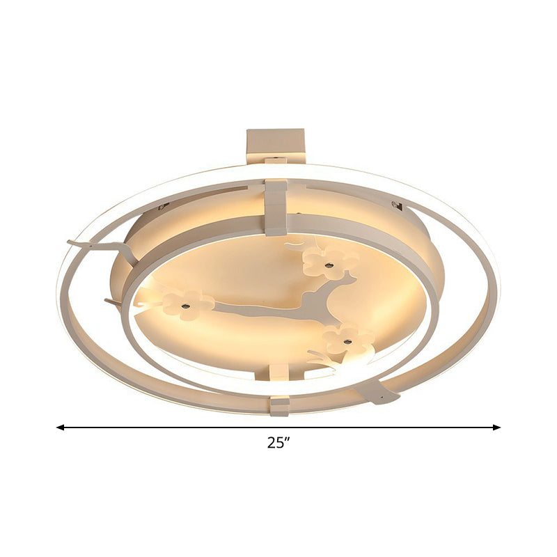 Ring Semi Mount Lighting Minimalist Metal 17"/21"/25" W LED White Ceiling Flush with Floral Design in Warm/White Light Clearhalo 'Ceiling Lights' 'Close To Ceiling Lights' 'Close to ceiling' 'Semi-flushmount' Lighting' 1710015